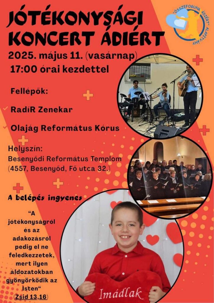 Jótékonysági koncert (május 11) Major Ádám gyógyulásáért!